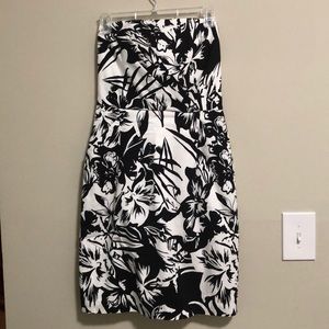 White House Black Market Dress Strapless Floral 6
